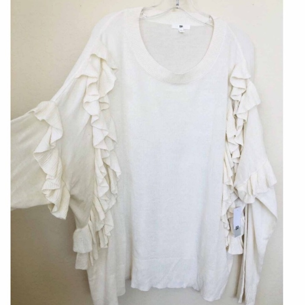 3 for $25 BP Ivory Ruffle Sweater - Picture 3 of 5